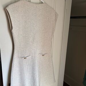 Zara Cream Sleeveless Mini Dress with Decorative Pocket Flaps